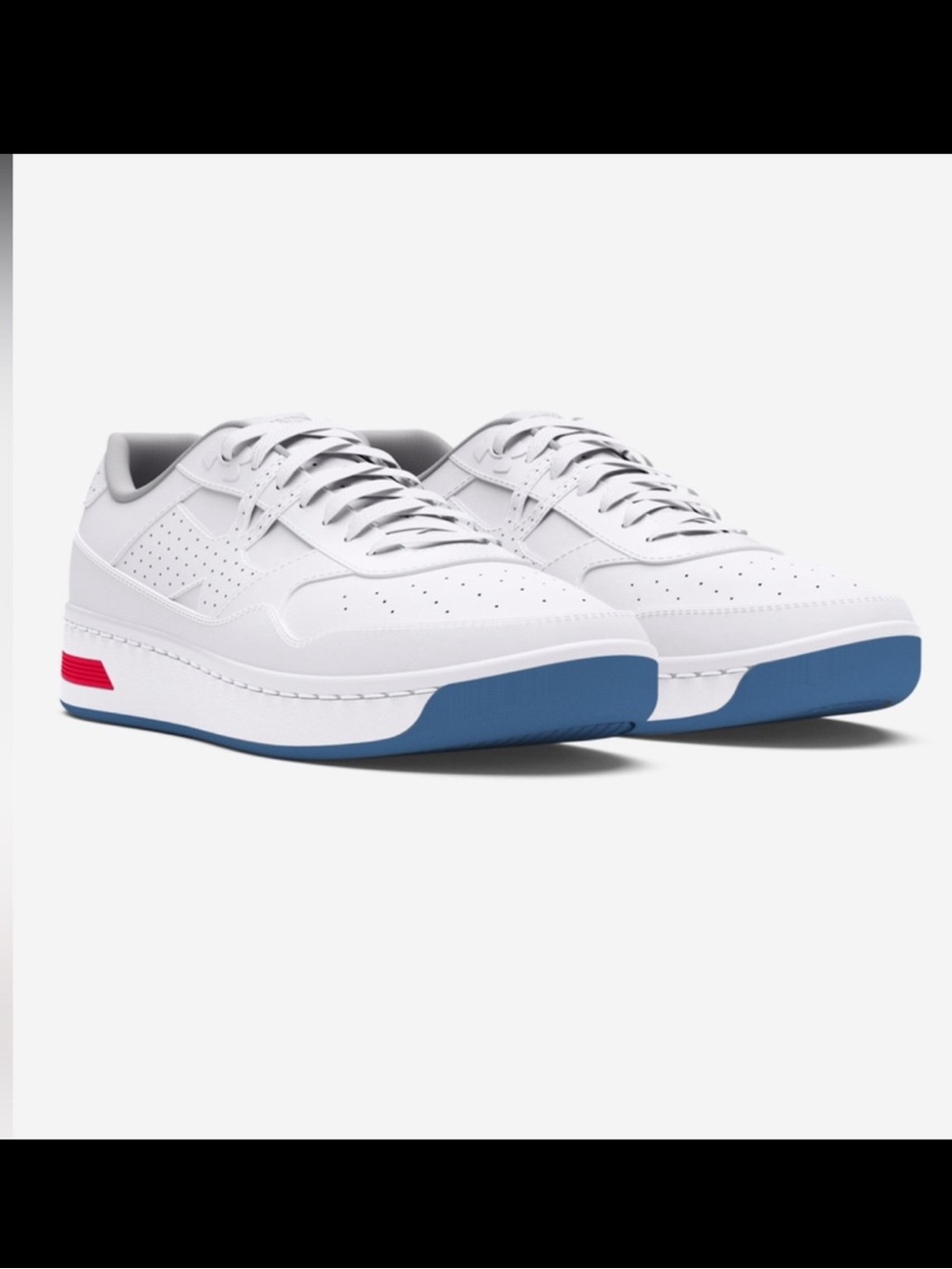 MEW Under Armour Court 96 White Blue Red 3028633-100 Mens Casual Sneakers 7.5